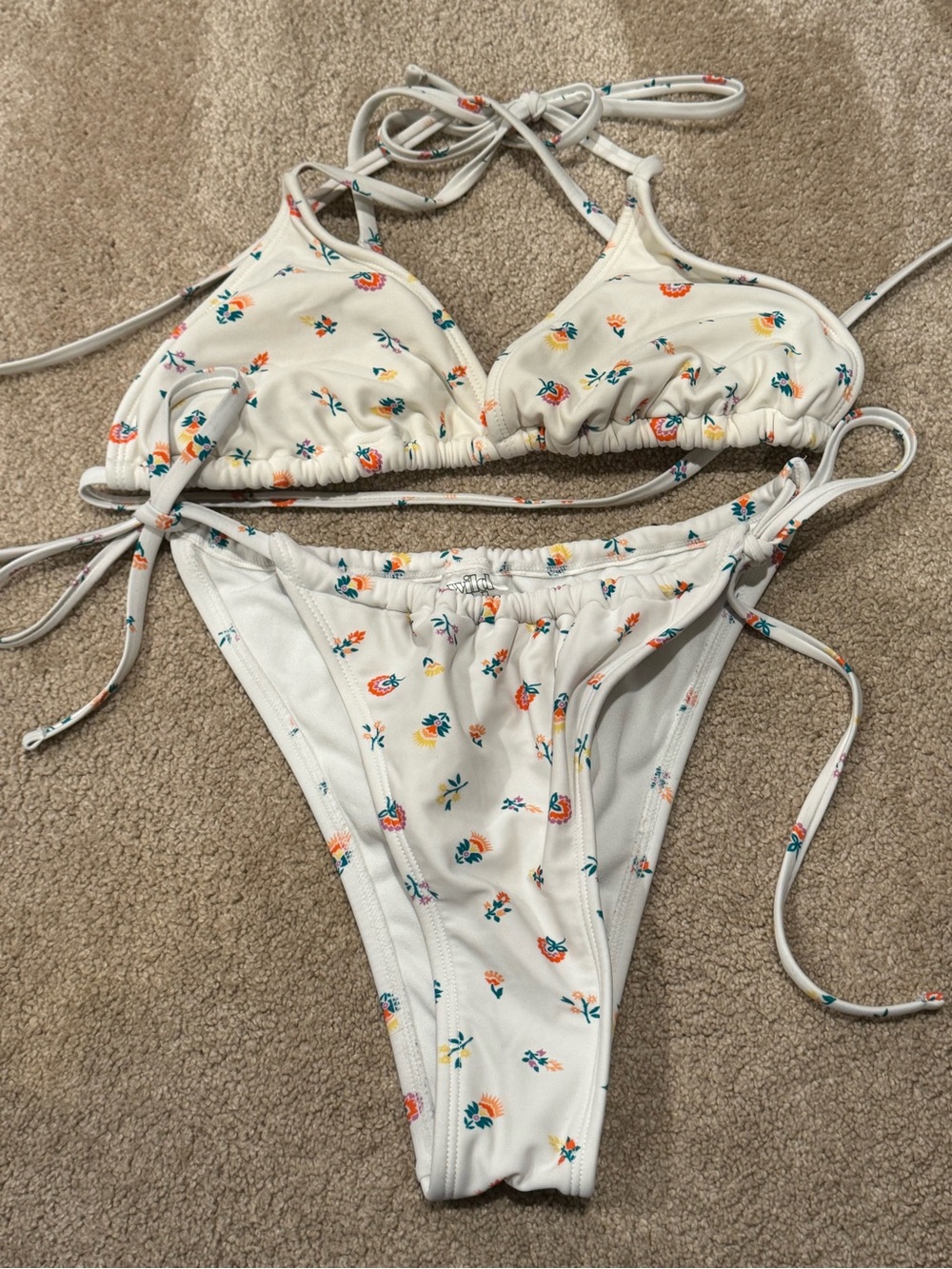 wild fable White Floral Print String Bikini Set